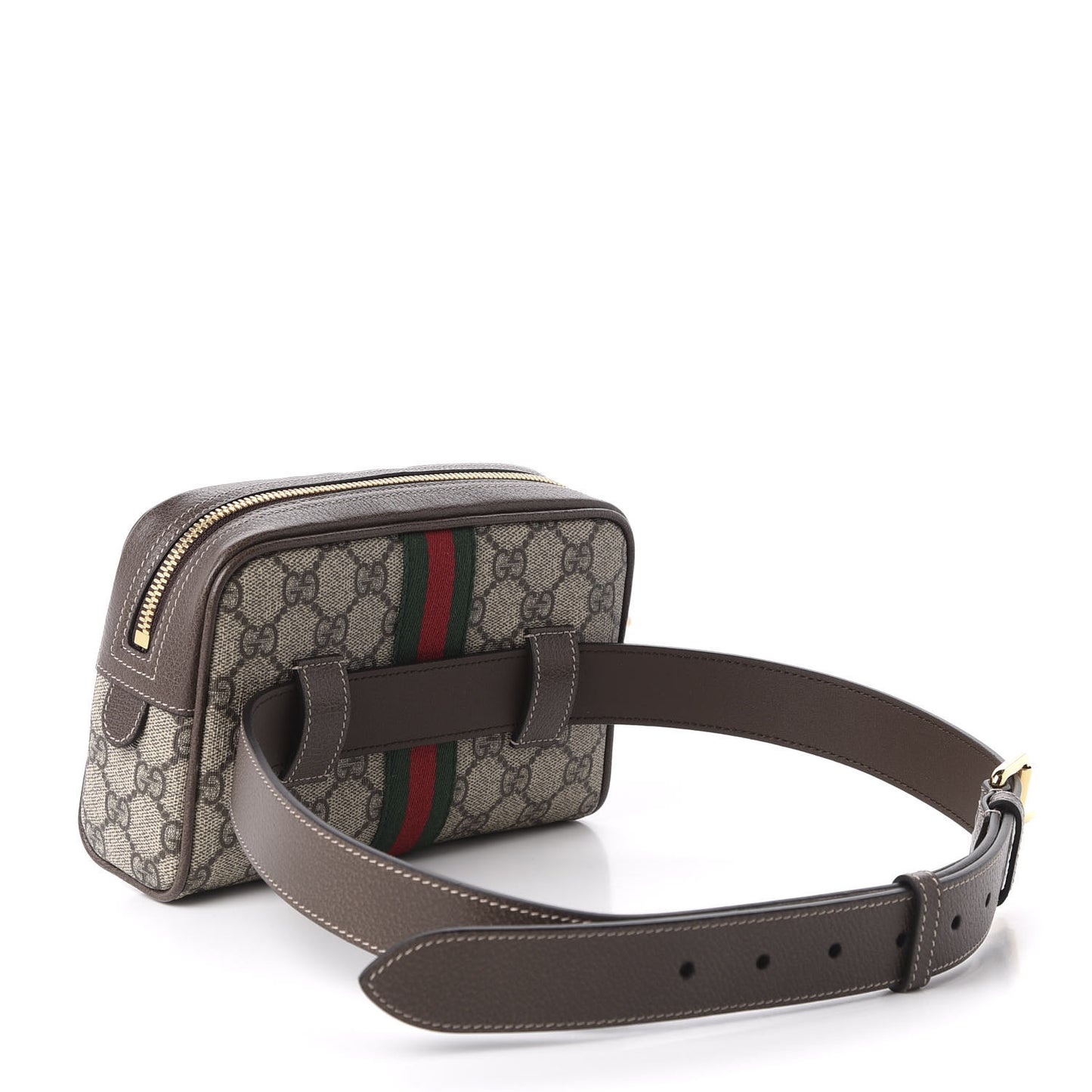 GG Supreme Monogram Web Small Ophidia Belt Bag 85 34 Dark Brown
