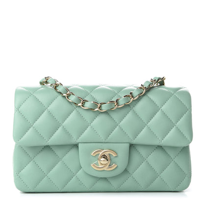 Chanel Lambskin Quilted Mini Rectangular Flap Light Green 1 of 9