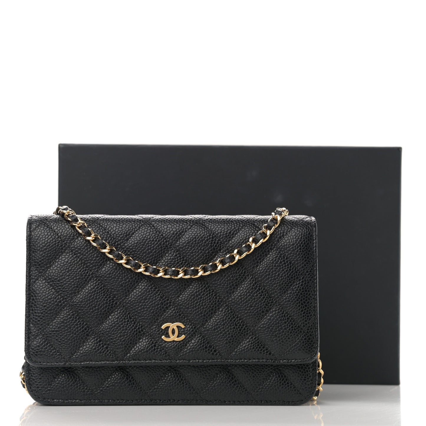 Caviar Quilted Wallet On Chain WOC Black