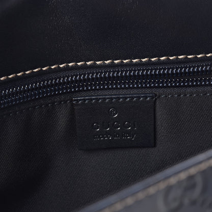 Gucci Guccissima Large Flap Messenger Bag Navy 6 of 9