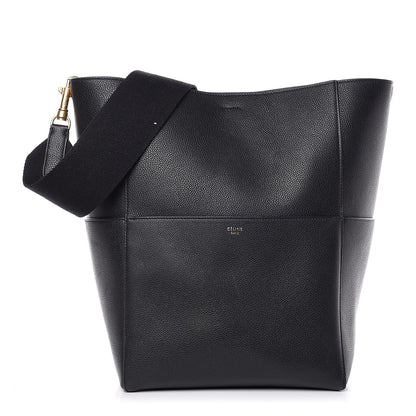 Celine Soft Grained Calfskin Sangle Bucket Bag Black 1 of 7