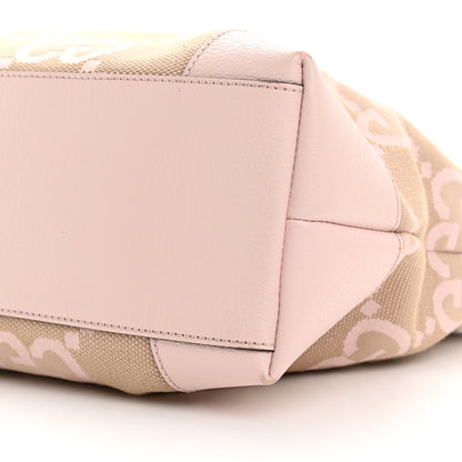 Gucci Monogram Jumbo GG Textured Dollar Calfskin Medium Ophidia Shopping Tote Beige Perfect Pink 8 of 10