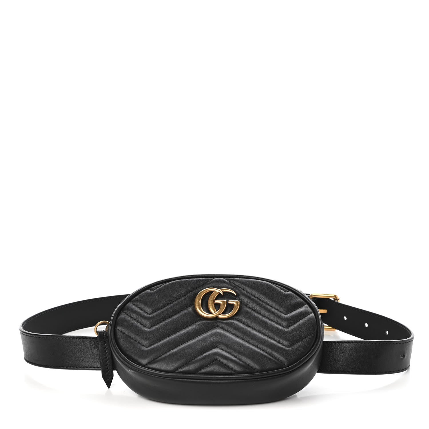 Gucci Calfskin Matelasse GG Marmont Belt Bag 85 34 Black 1 of 11
