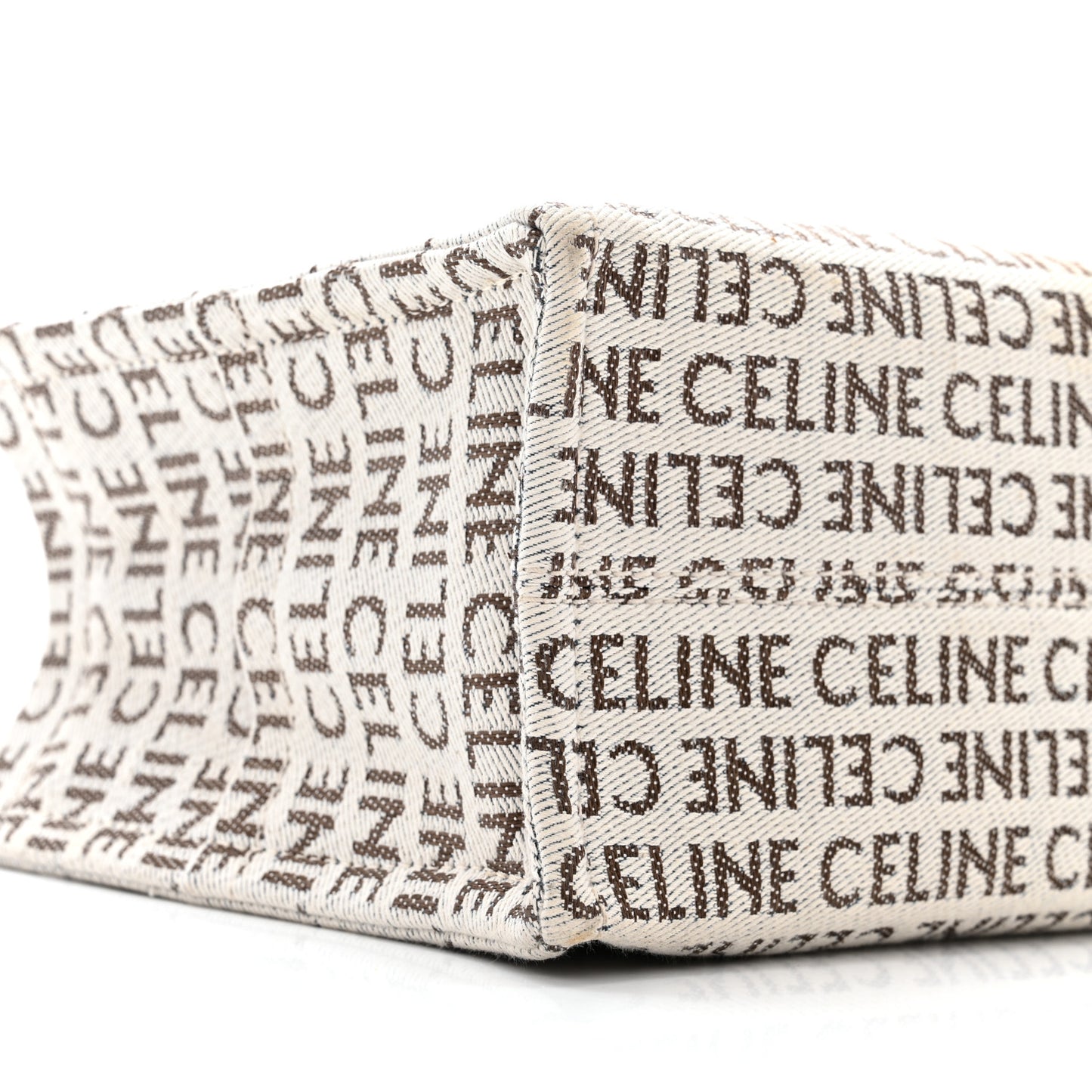 Canvas Calfskin All Over Print Small Cabas Thais White Tan