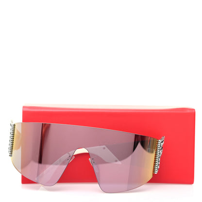 Fendi Mirrored Crystal Embellished FFreedom Shield Sunglasses FF 0382/S Pink 7 of 7