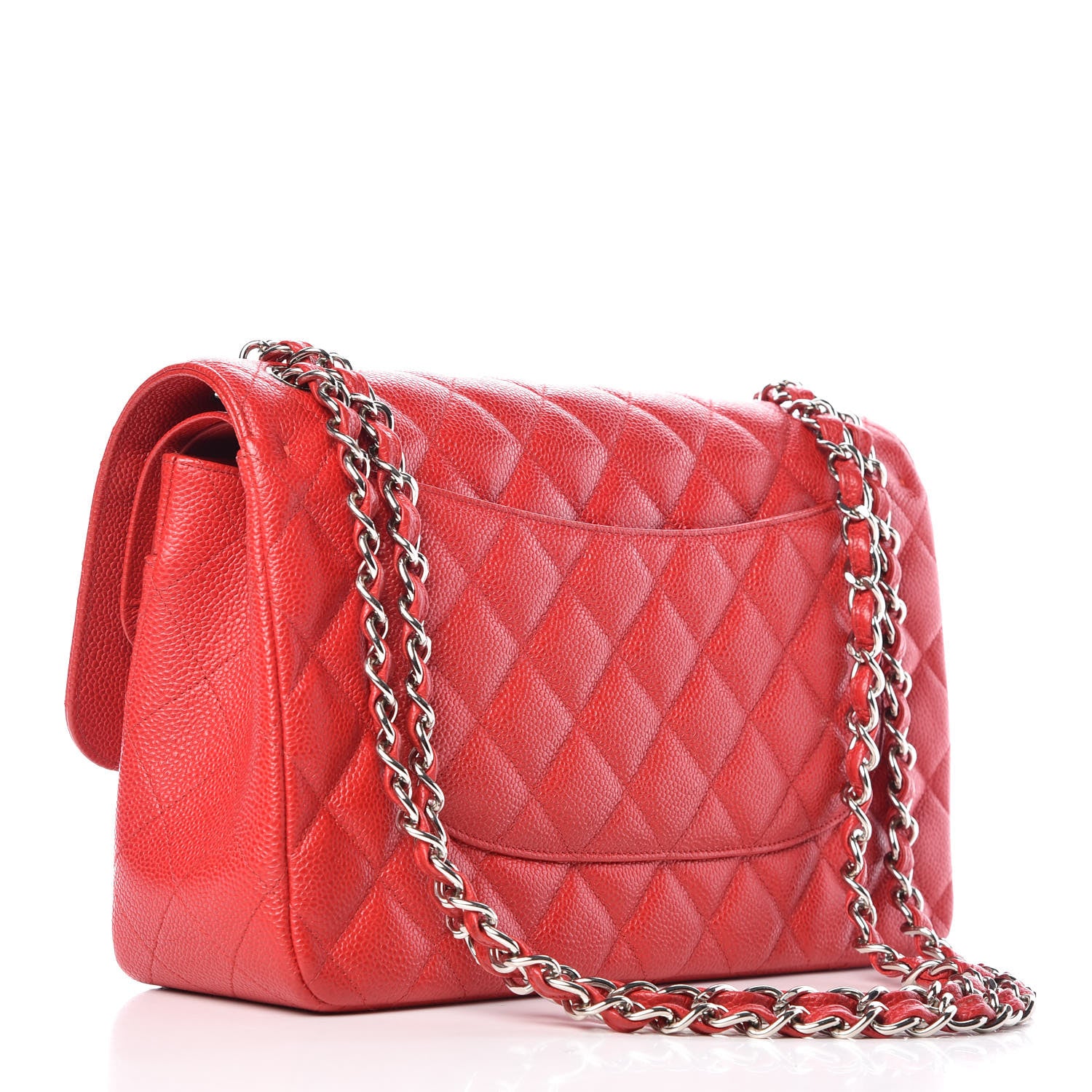 Chanel Caviar Quilted Jumbo Double Flap Red 3 of 9