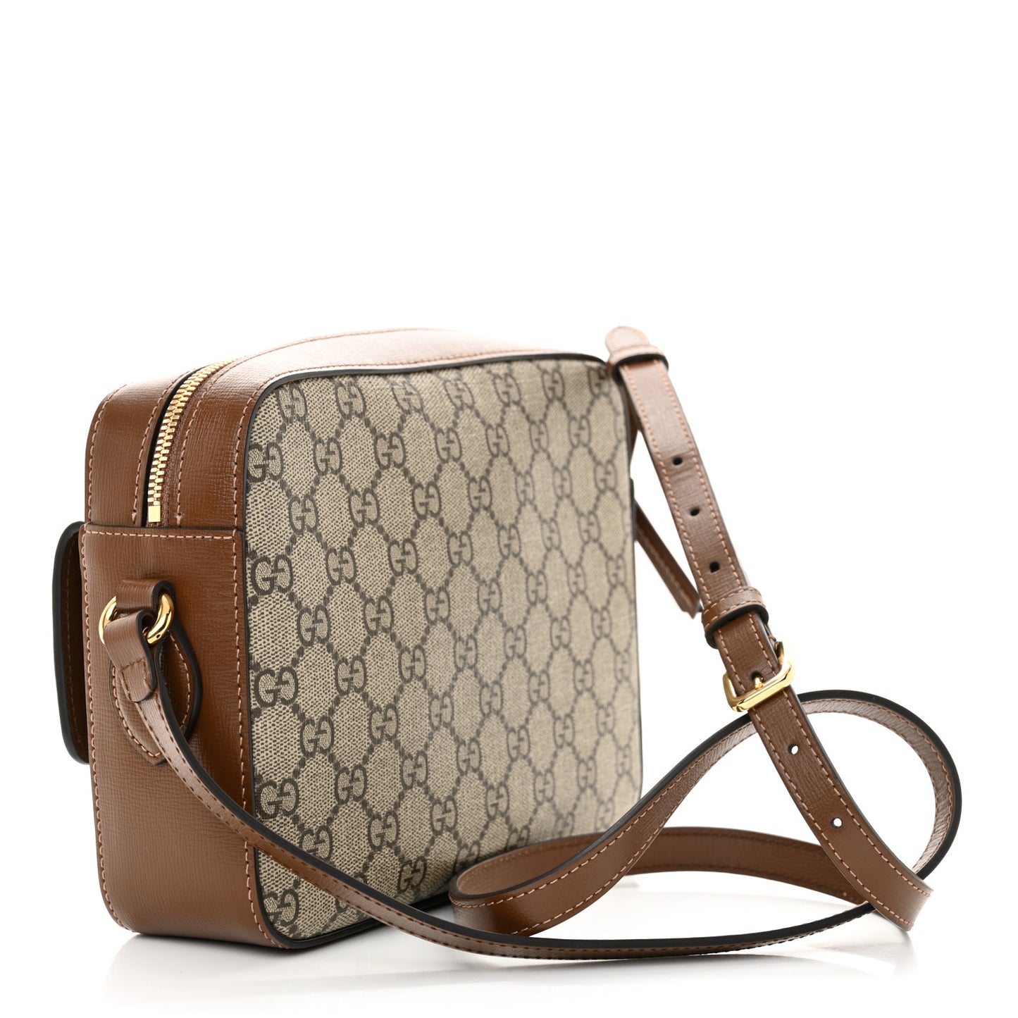 GG Supreme Monogram Small Horsebit 1955 Shoulder Bag Beige Brown Sugar