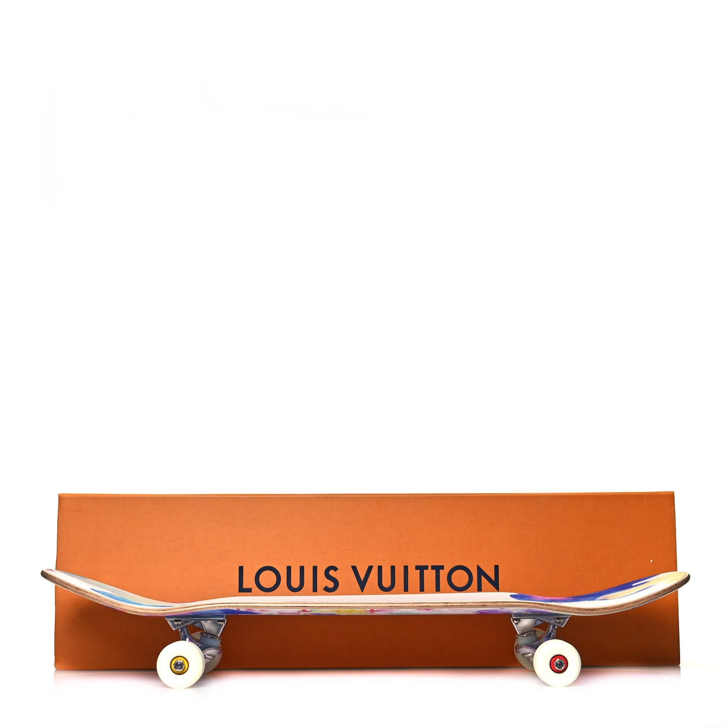 Monogram Watercolor Wood Skateboard Multicolor