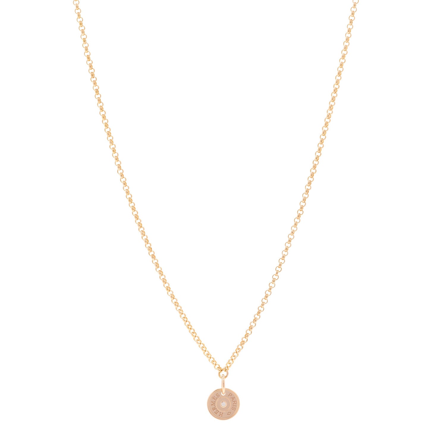 Hermes 18K Rose Gold Diamond Gambade Clou de Selle Necklace 1 of 6