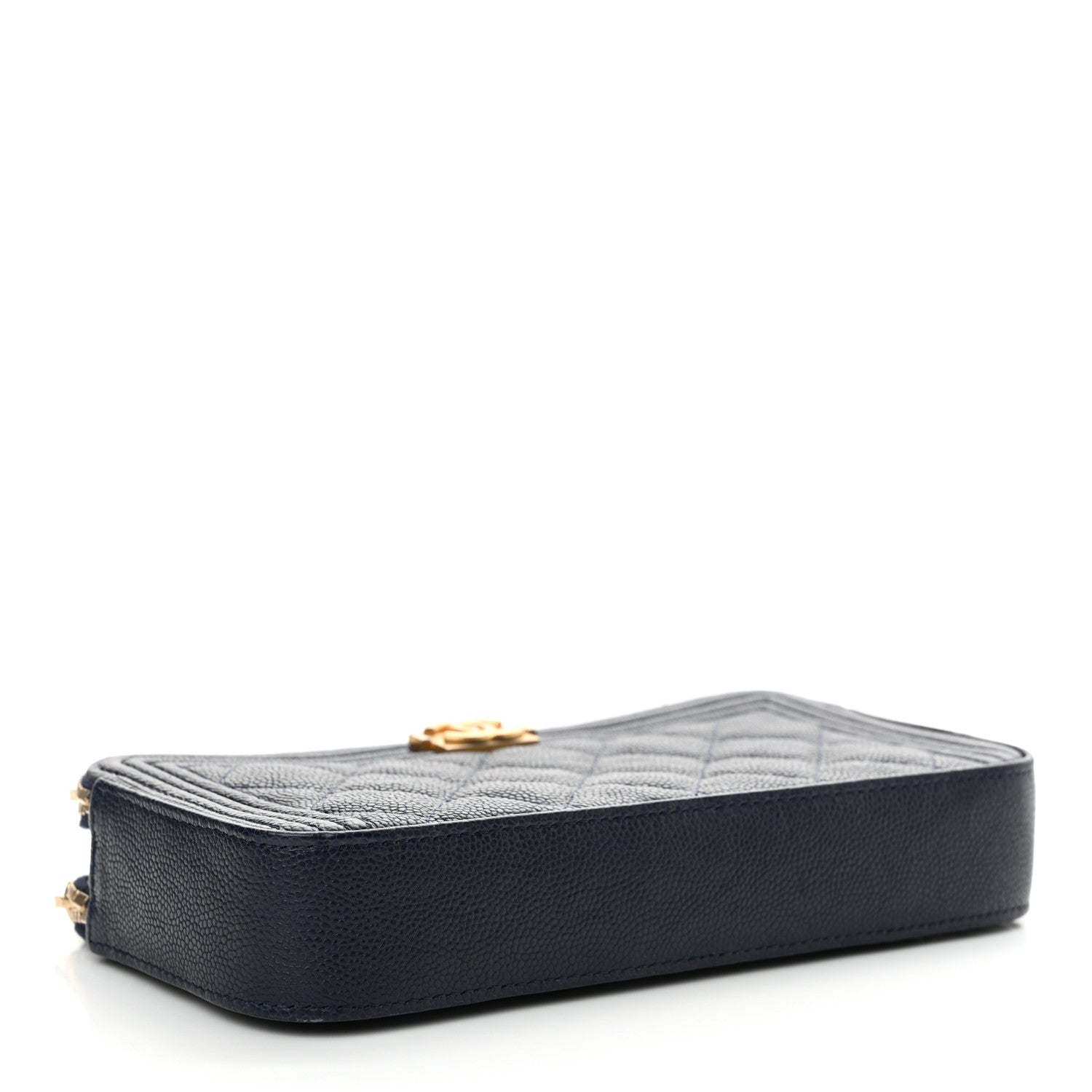 Chanel Caviar Quilted Small Boy Clutch With Chain Dark Blue 4 of 12