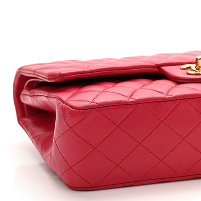 Chanel Lambskin Quilted Medium Double Flap Dark Pink 9 of 10