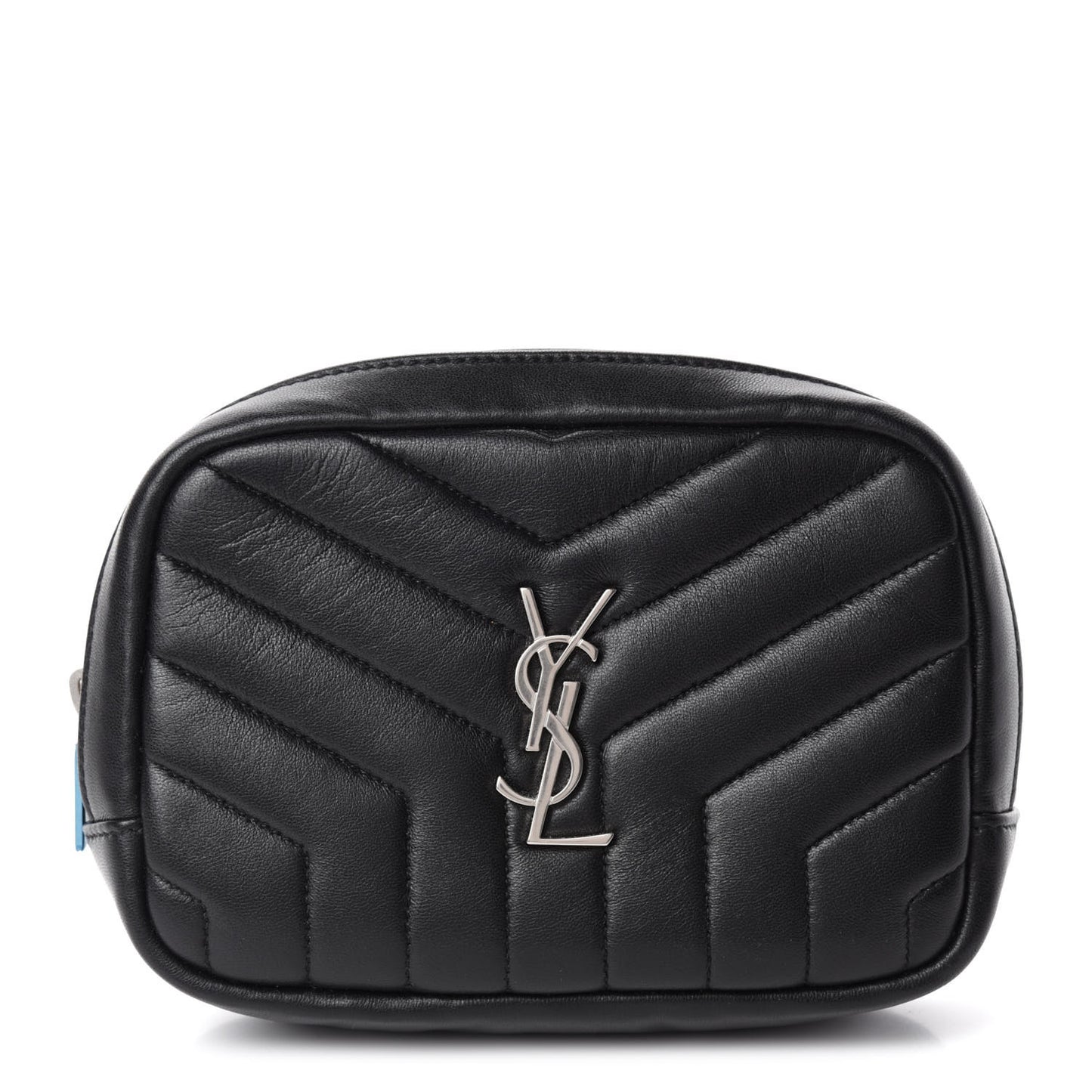 Lambskin Y Quilted Monogram Loulou Cosmetic Case Black