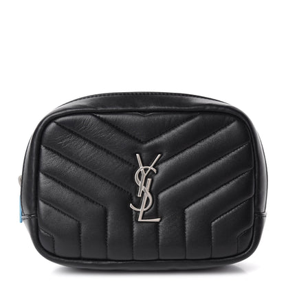 Saint Laurent Lambskin Y Quilted Monogram Loulou Cosmetic Case Black 1 of 8