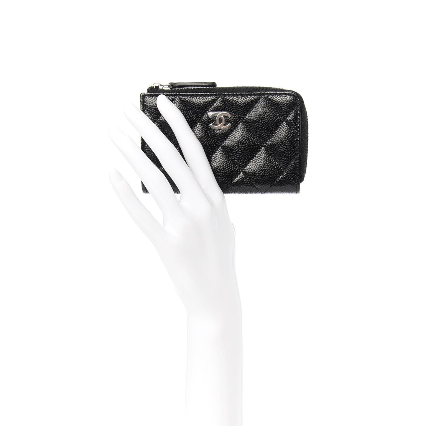 Caviar Quilted Key Holder Case Black