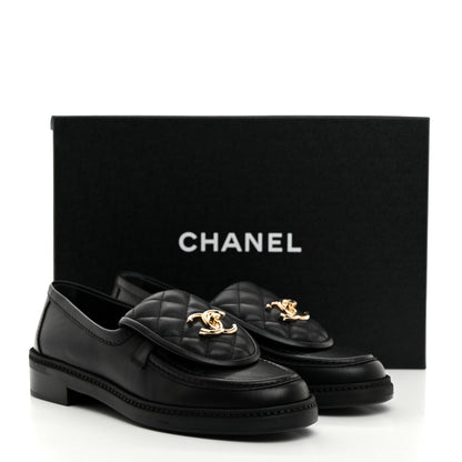 Chanel Lambskin Quilted CC Turnlock Loafers 36.5 Black 9 of 9