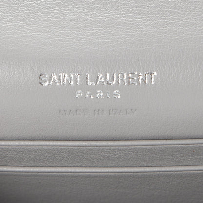 Saint Laurent Shiny Calfskin Crocodile Embossed Monogram Envelope Wallet Mouse Grey 6 of 8