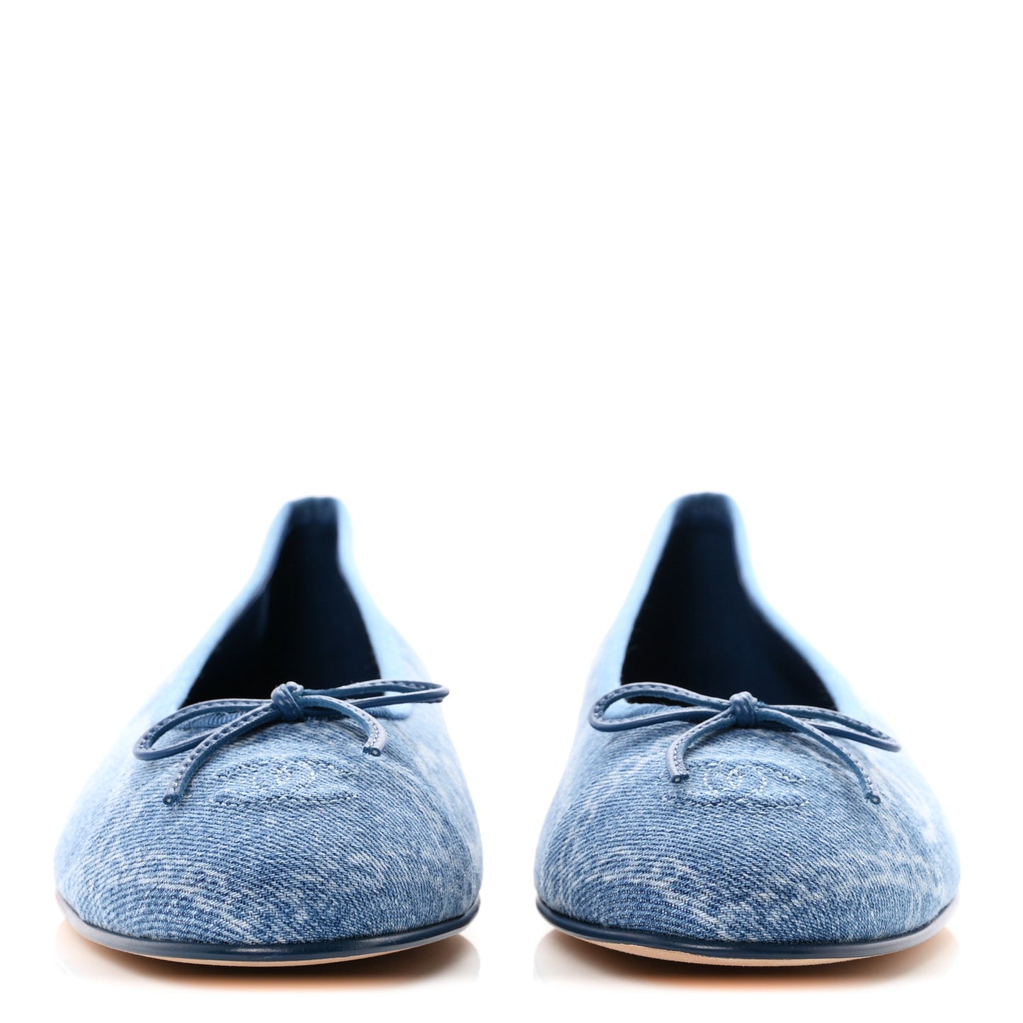 Denim Printed Cap Toe Ballerina Flats 41 Blue