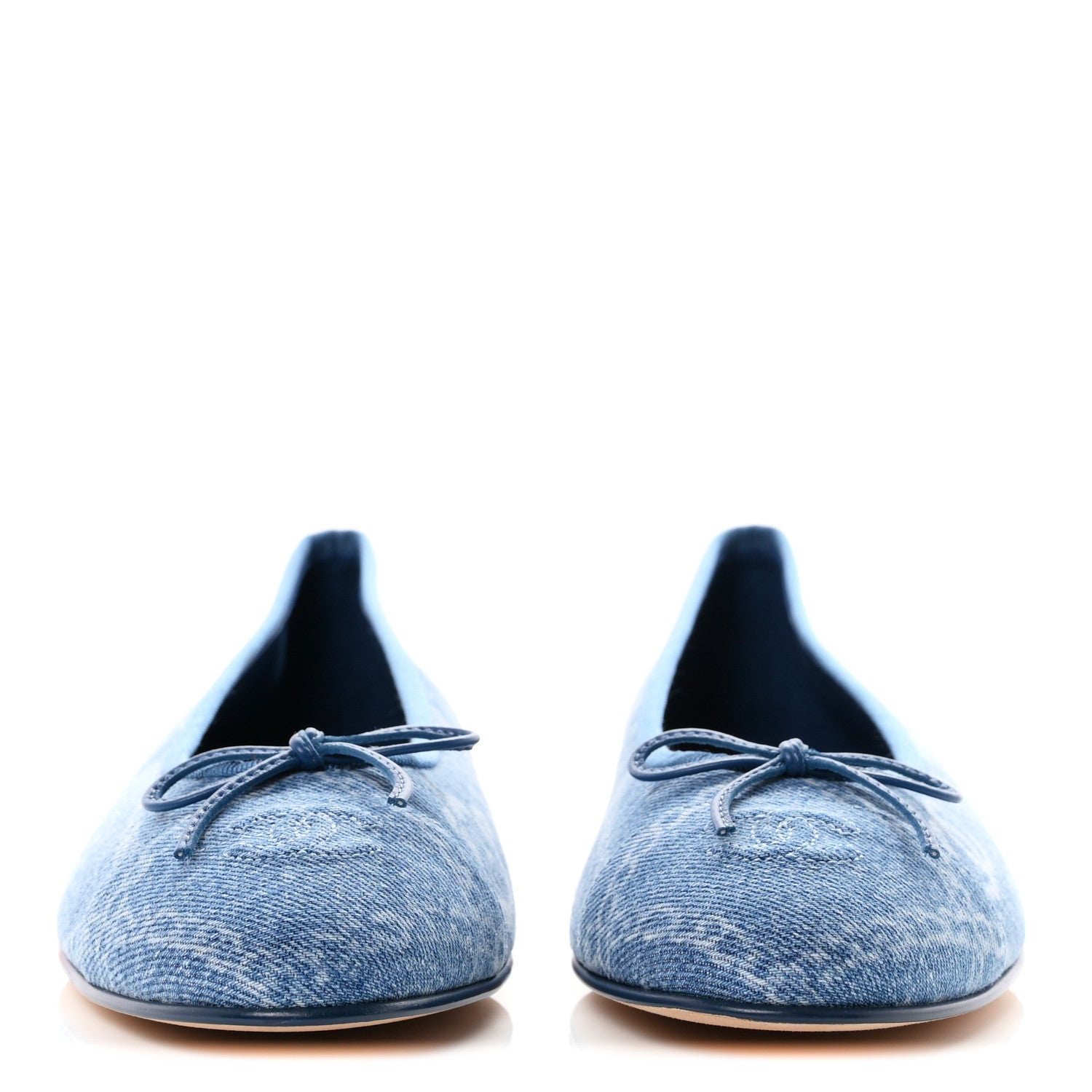 Chanel Denim Printed Cap Toe Ballerina Flats 41 Blue 3 of 10