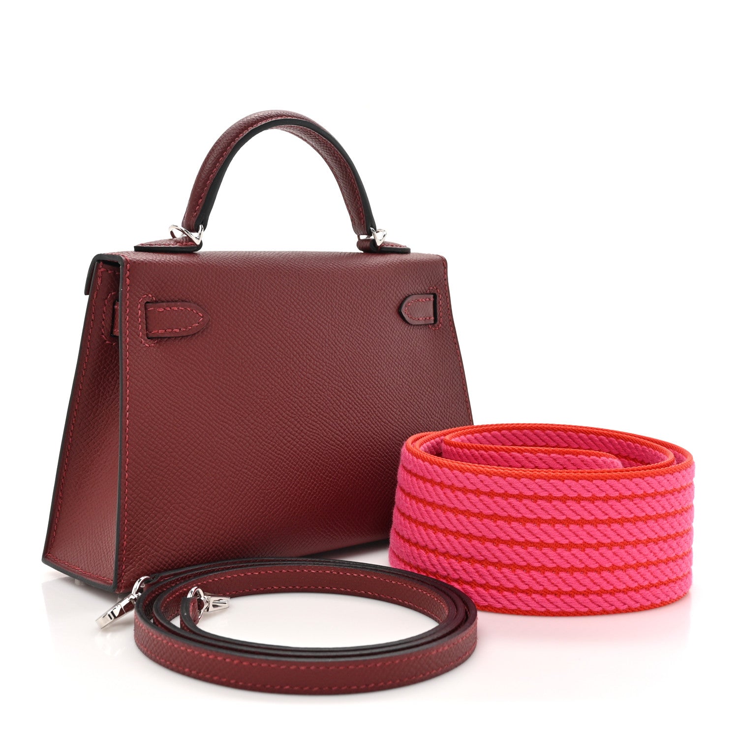 Hermes Epsom Mini Kelly Sellier 20 Sangle Cordage Rouge H Orange Field Rose Tyrien 3 of 12