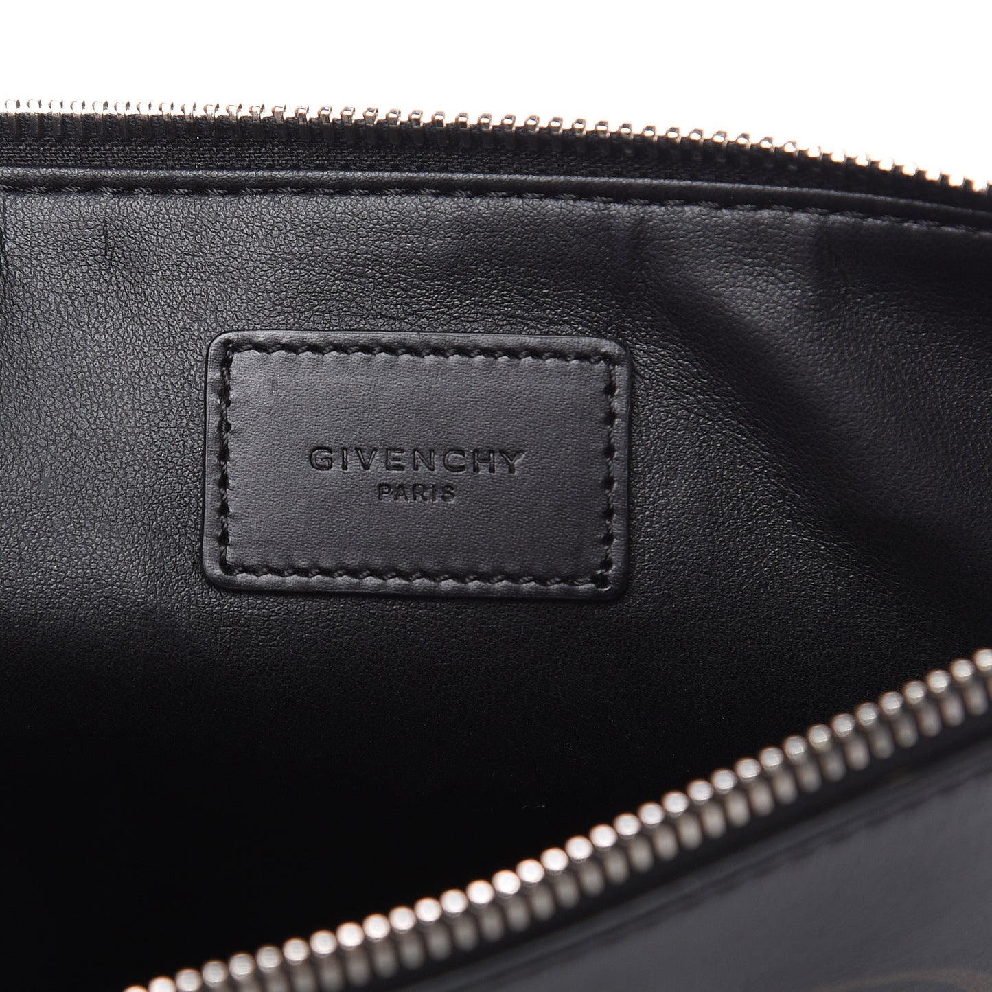 Calfskin Cobra Print Zip Pouch Black