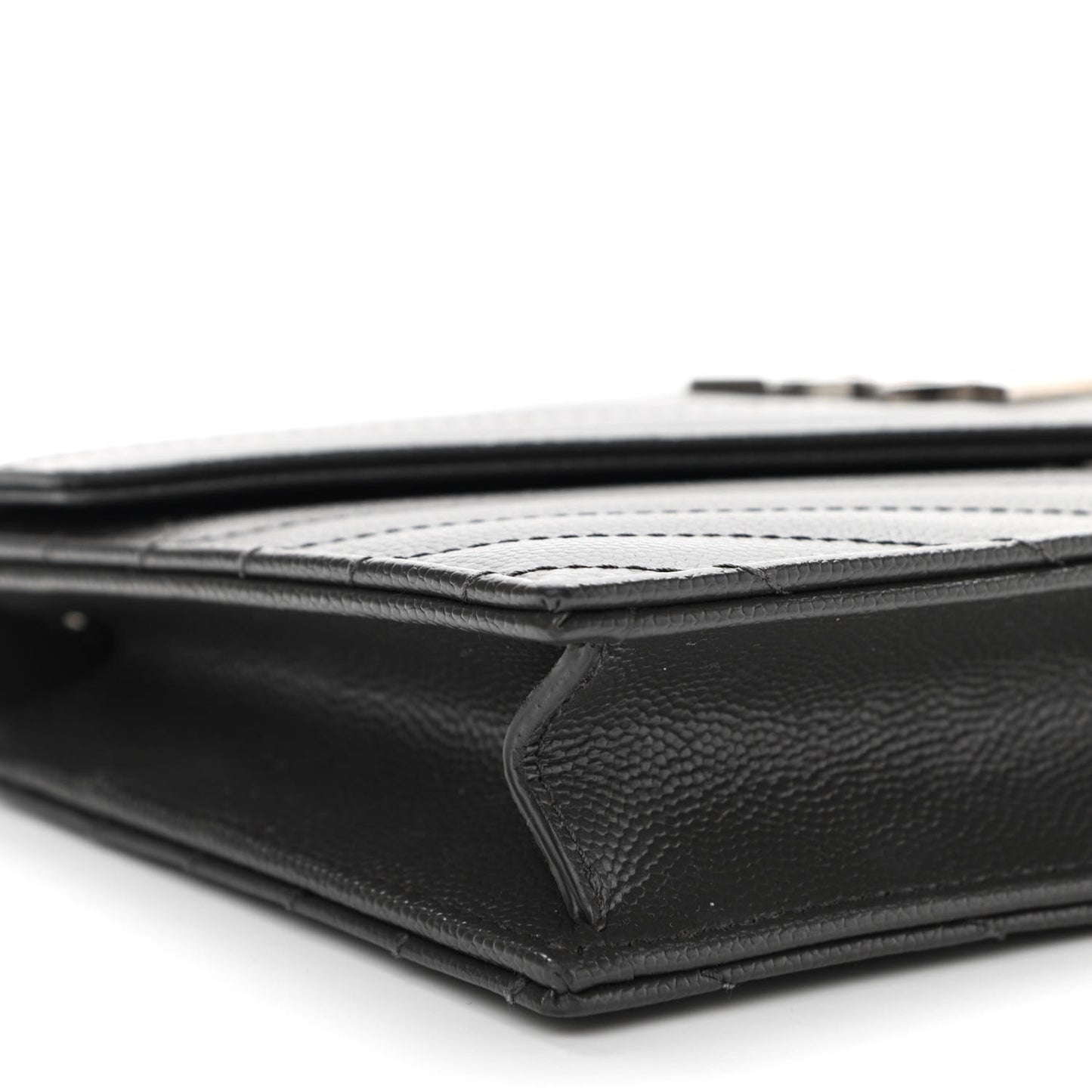 Grain De Poudre Matelasse Chevron Monogram Envelope Chain Wallet Dark Smog