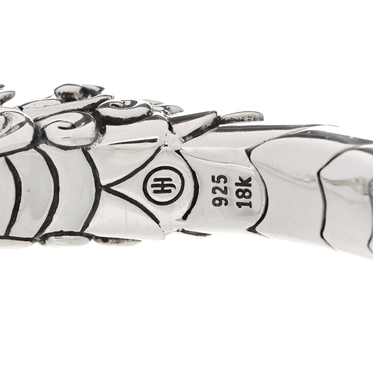 Sterling Silver 18K Yellow Gold Blue Sapphire Naga Dragon Bangle Bracelet