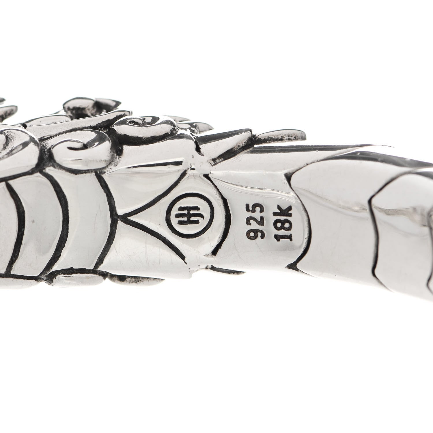 John Hardy Sterling Silver 18K Yellow Gold Blue Sapphire Naga Dragon Bangle Bracelet 4 of 4