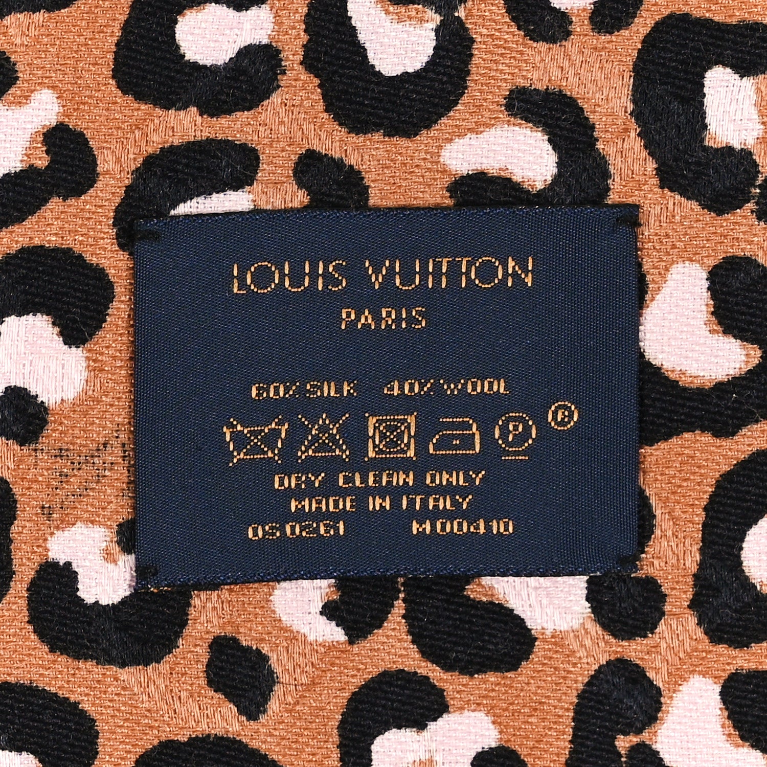 Louis Vuitton Silk Wool Wild At Heart Shawl Caramel Creme Black 4 of 4