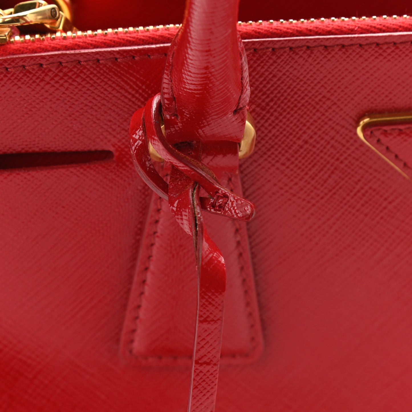 Saffiano Vernice Mini Galleria Double Zip Tote Rosso