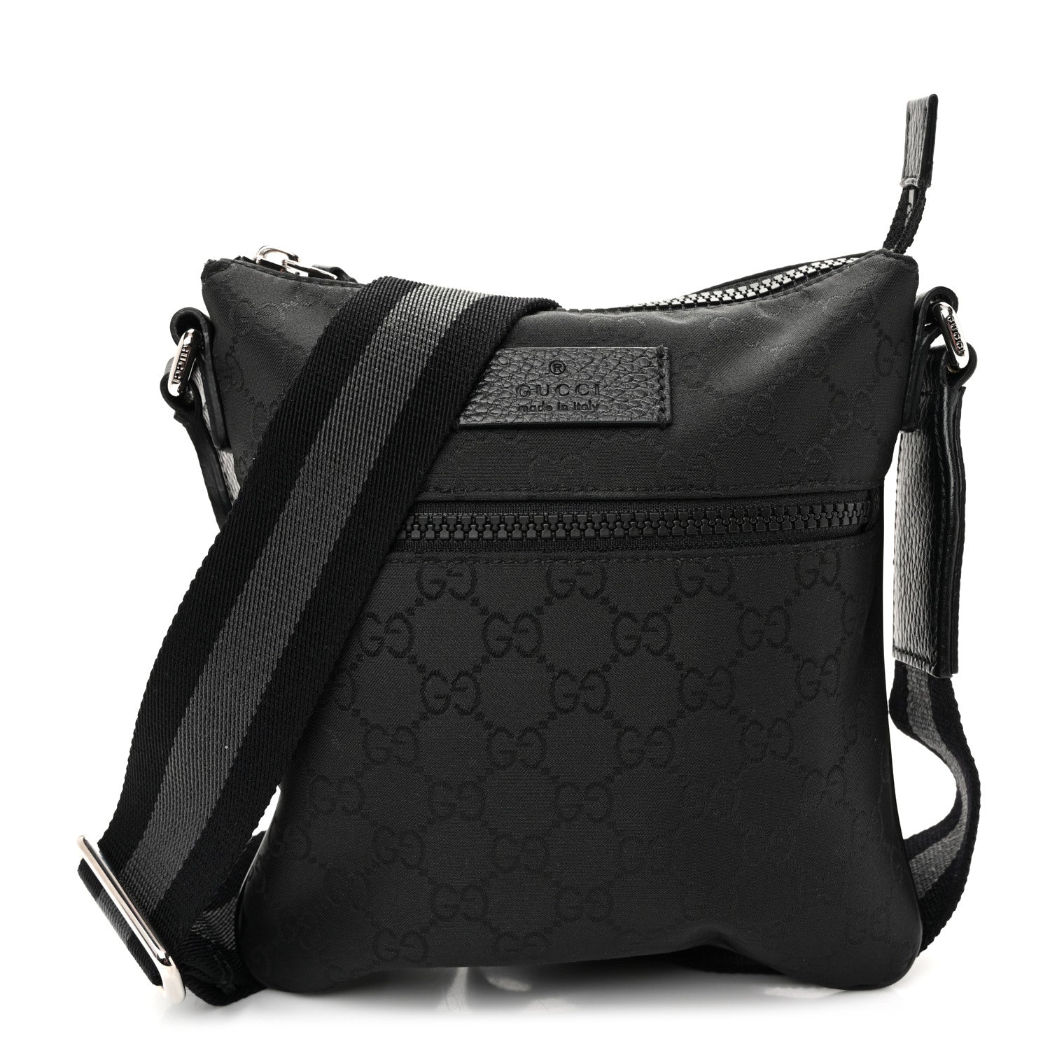 Gucci Nylon Monogram Mini Flat Messenger Bag Black 1 of 10