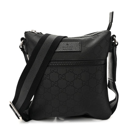 Gucci Nylon Monogram Mini Flat Messenger Bag Black 1 of 10