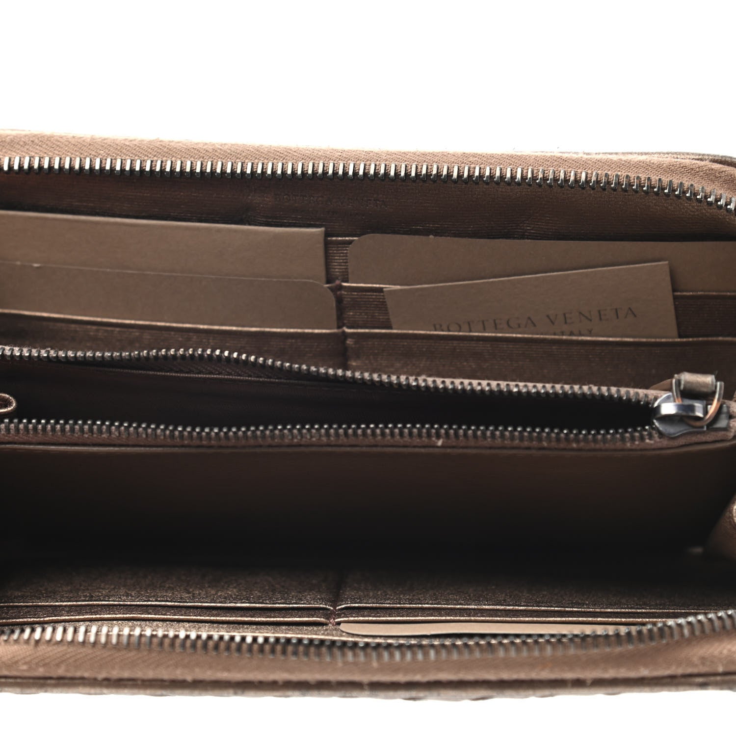 Bottega Veneta Metallic Nappa Intrecciato Zip Around Wallet Copper 4 of 4