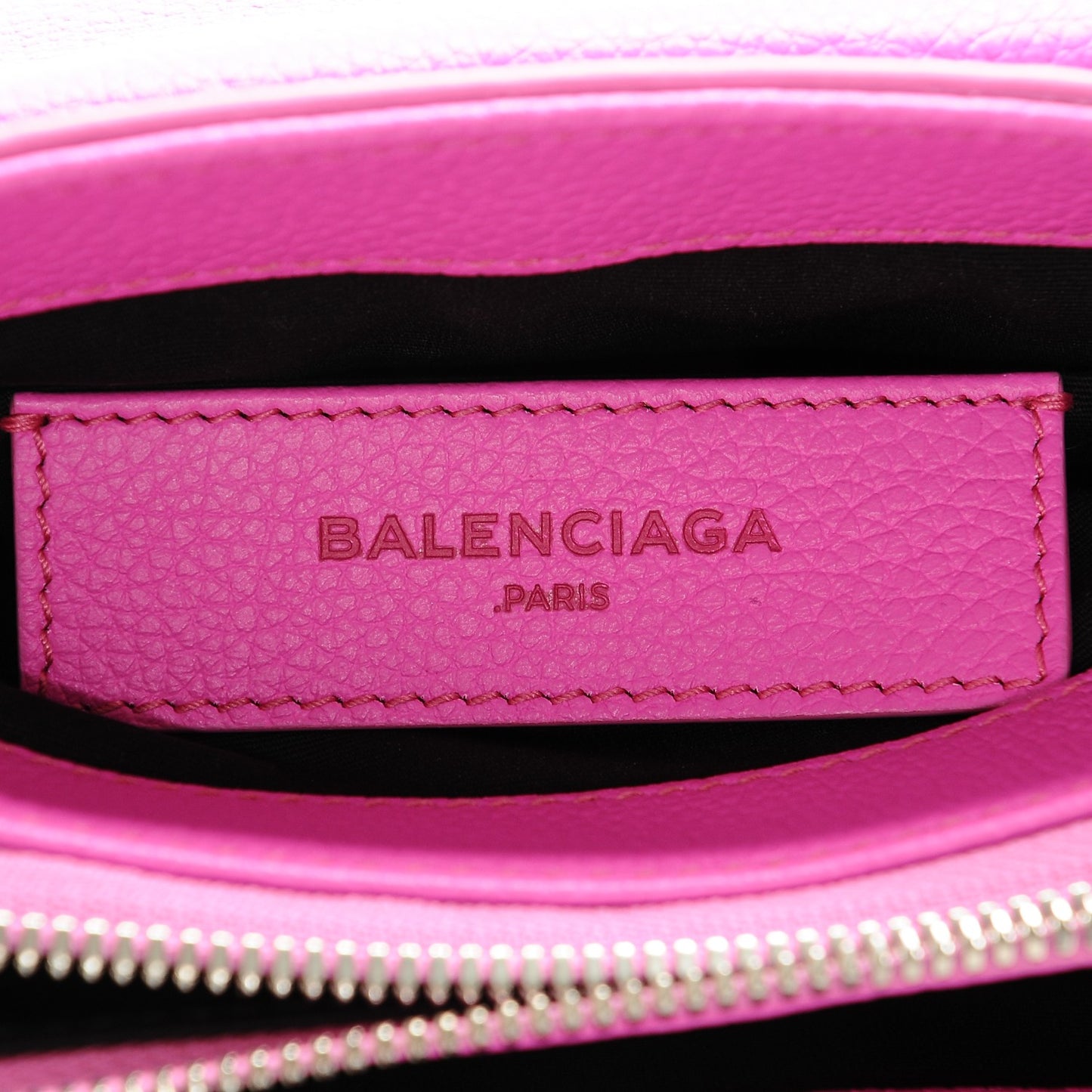 Grained Calfskin Le Dix Mini Soft Cartable Rose Fluo