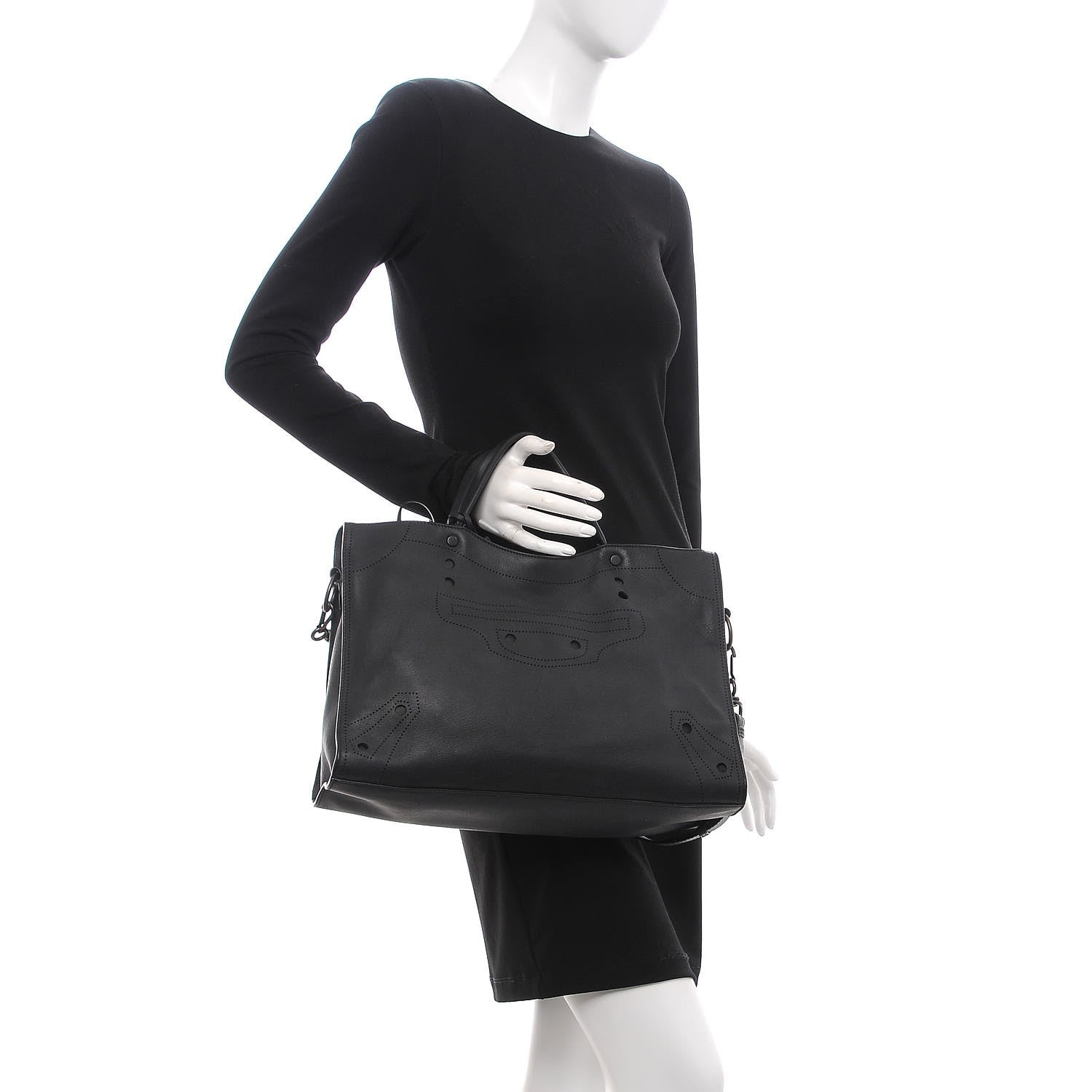 Balenciaga Veau Soyeux Perforated Blackout Hardware City Black 4 of 14