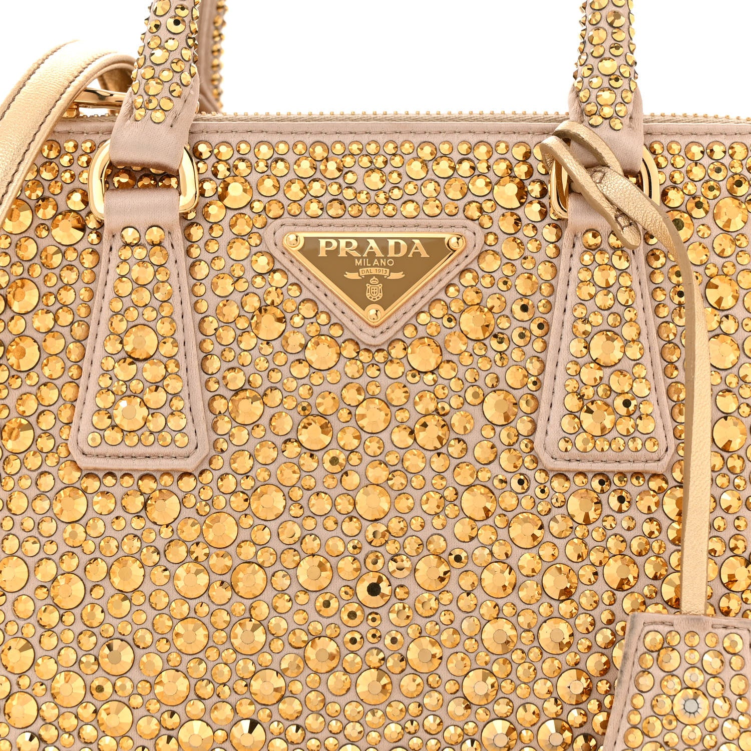 Prada Satin Crystal Mini Galleria Double Zip Tote Platino 8 of 10