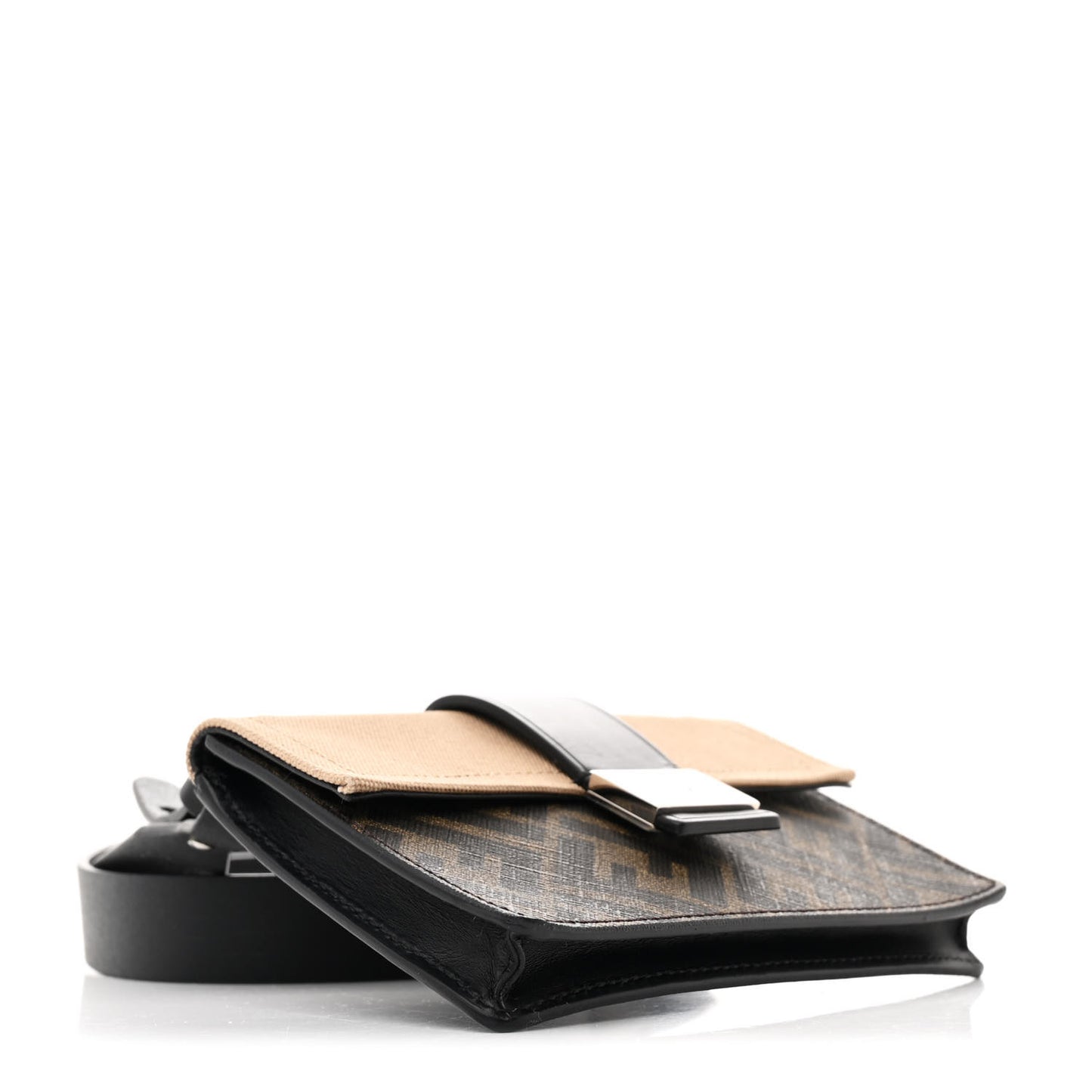 Glazed Fabric Cotton Vitello King Aura FF 1974 Baguette Belt Pouch Tobacco Moro Sand Black
