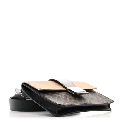 Fendi Glazed Fabric Cotton Vitello King Aura FF 1974 Baguette Belt Pouch Tobacco Moro Sand Black 4 of 10