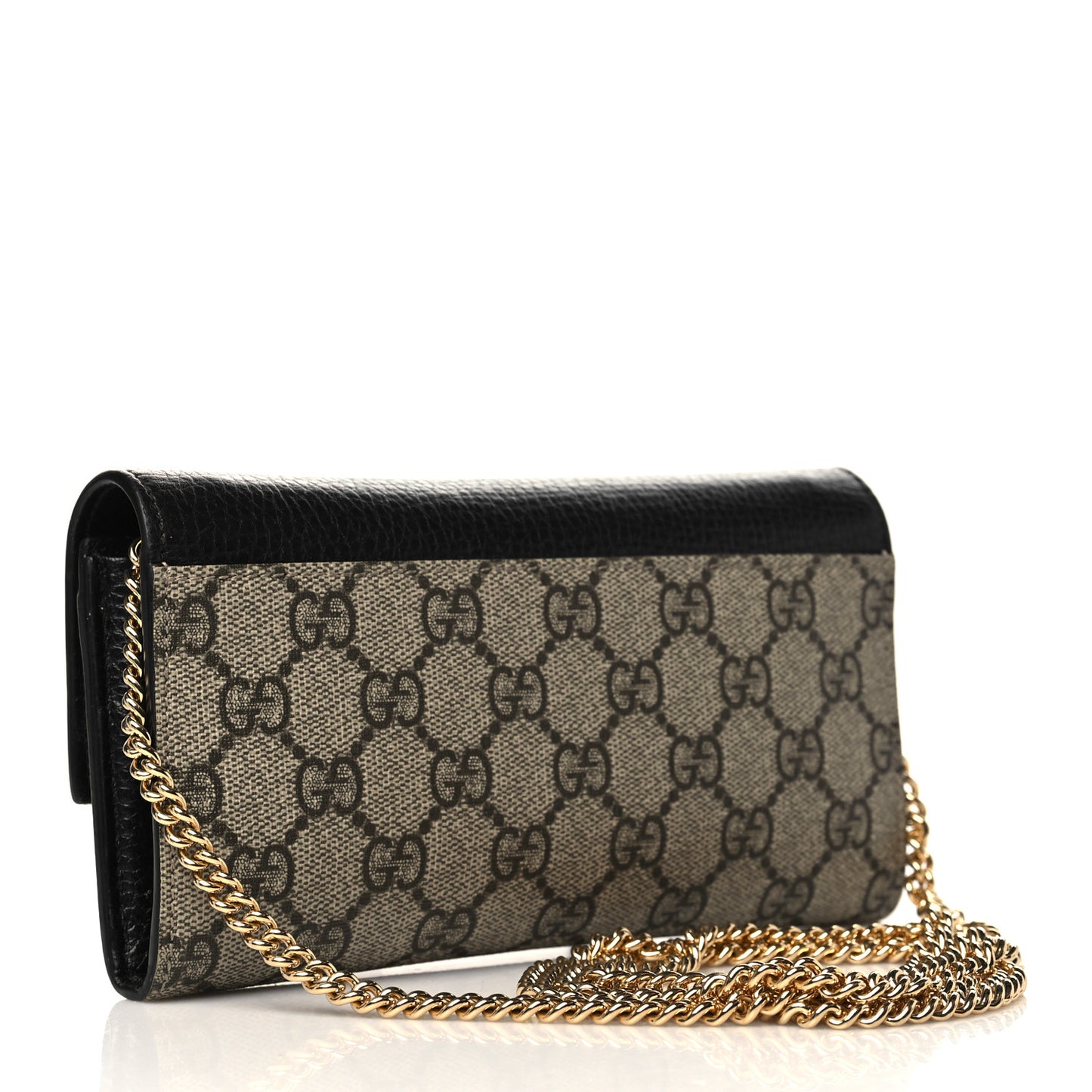 Dollar Calfskin GG Supreme Monogram Petite GG Marmont Wallet Chain Bag Black Beige Ebony