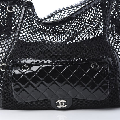 Chanel Patent Net Large La Madrague Tote Black 13 of 15