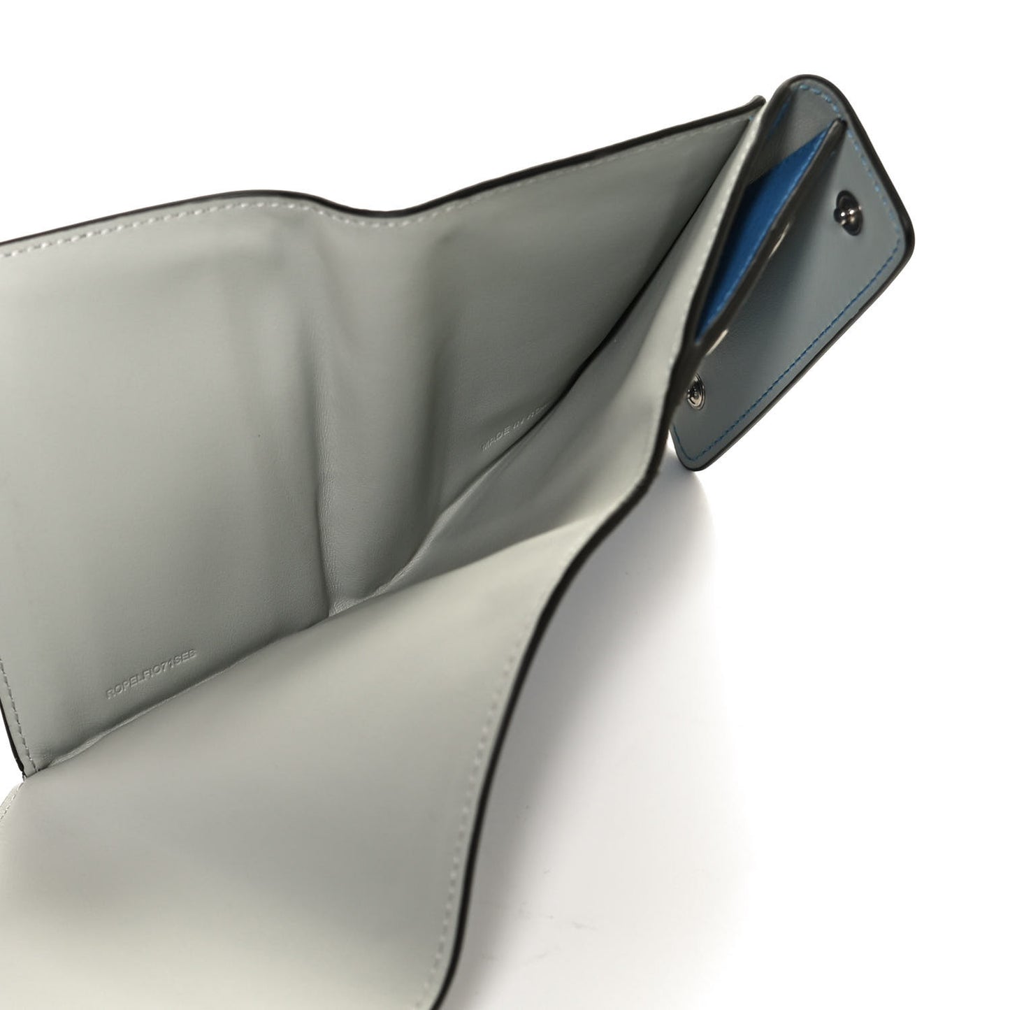 Grained Calfskin Tri-Fold Compact Wallet Blue