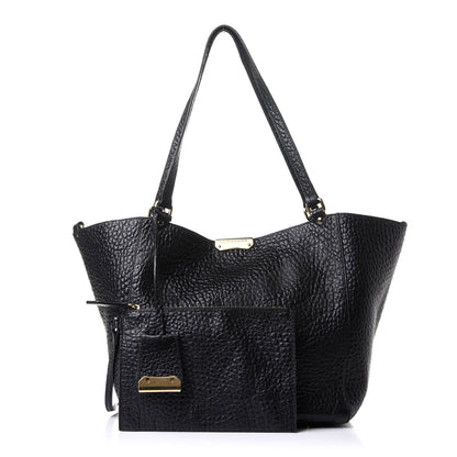 Burberry Signature Grain Calfskin Check Embossed Small Canterbury Tote Black 3 of 14