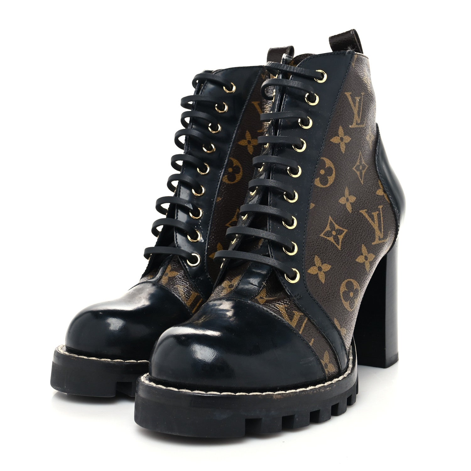 Louis Vuitton Patent Calfskin Monogram Star Trail Ankle Boots 40 Black 3 of 7