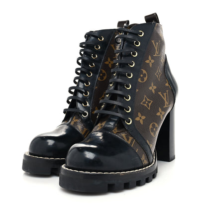 Louis Vuitton Patent Calfskin Monogram Star Trail Ankle Boots 40 Black 3 of 7