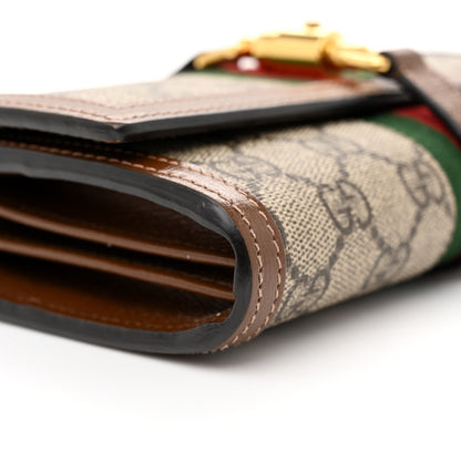 Gucci GG Supreme Monogram Azalea Calfskin Web Jackie 1961 Chain Wallet Beige Ebony Brown Sugar 9 of 12