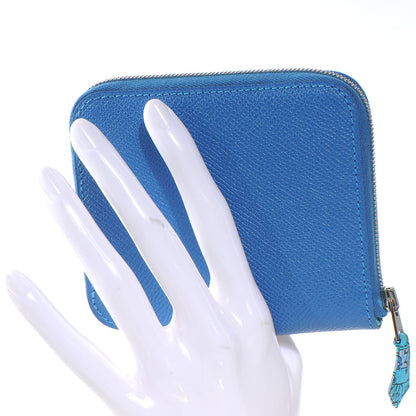 Hermes Epsom Silk In Compact Wallet Mykonos 2 of 8