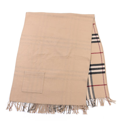 Burberry Merino Wool Cashmere Giant Check Helene Pocket Stole Natural 1 of 4