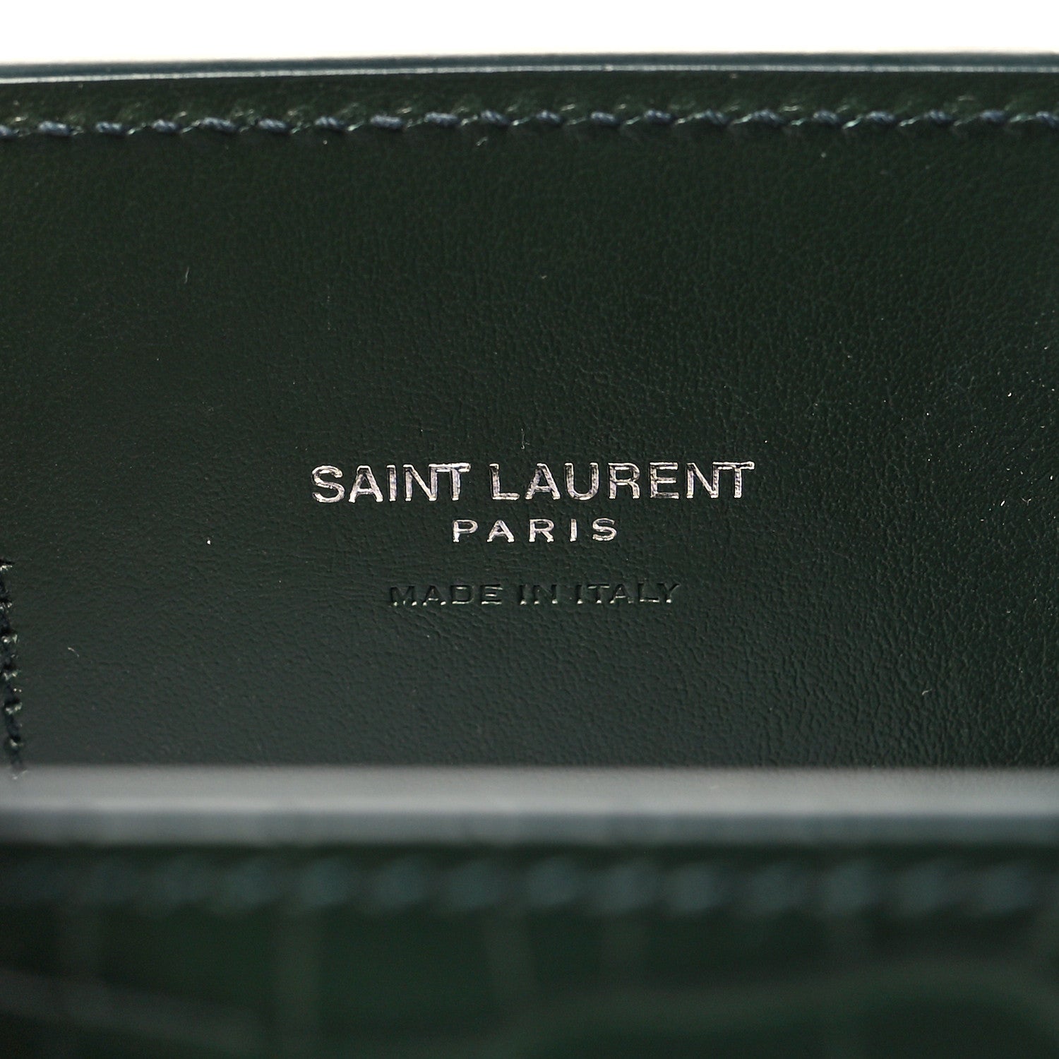 Saint Laurent Calfskin Crocodile Embossed Nano Sac De Jour Dark Green 6 of 10