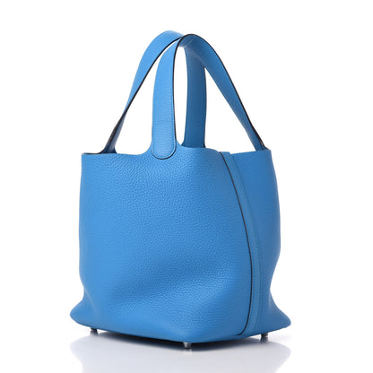 Hermes Taurillon Clemence Picotin Lock 22 MM Bleu Frida 3 of 9