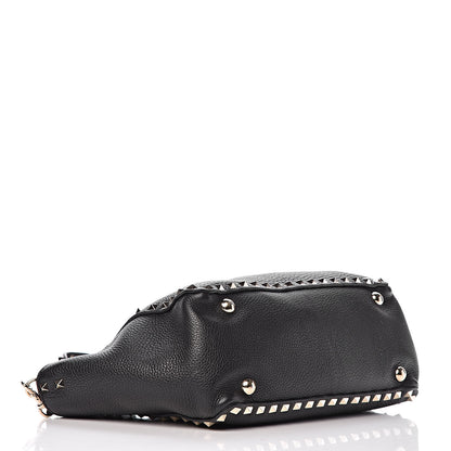 Valentino Garavani Grained Calfskin Small Rockstud Tote Black 4 of 10