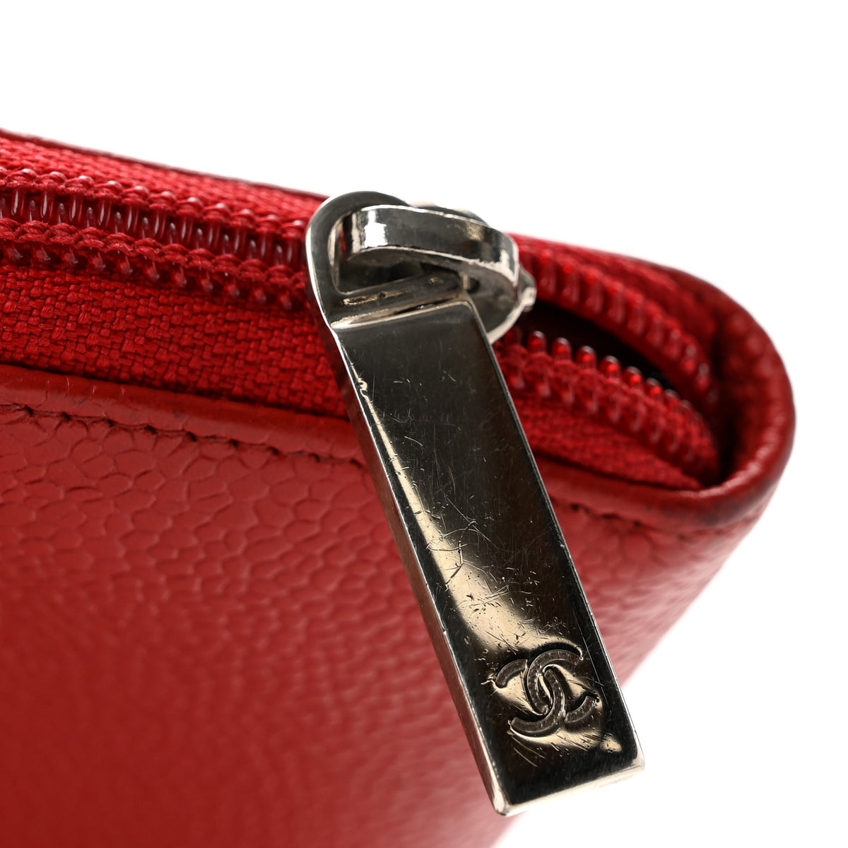 Chanel Caviar Timeless CC Zip Around Coin Purse Red 8 of 9